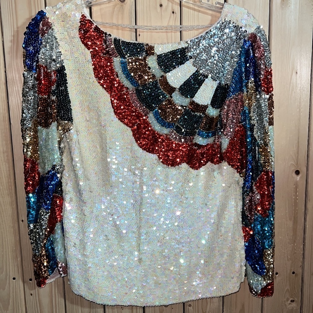 Marshall Rousso 100% Silk Sequin Blouse S NWOT